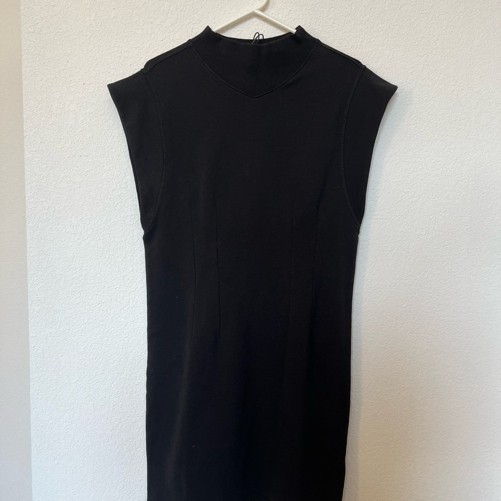 NWOT Rebecca Minkoff Black Sleeveless Sweatshirt Dress Mock Neck Cap Sleeve. L